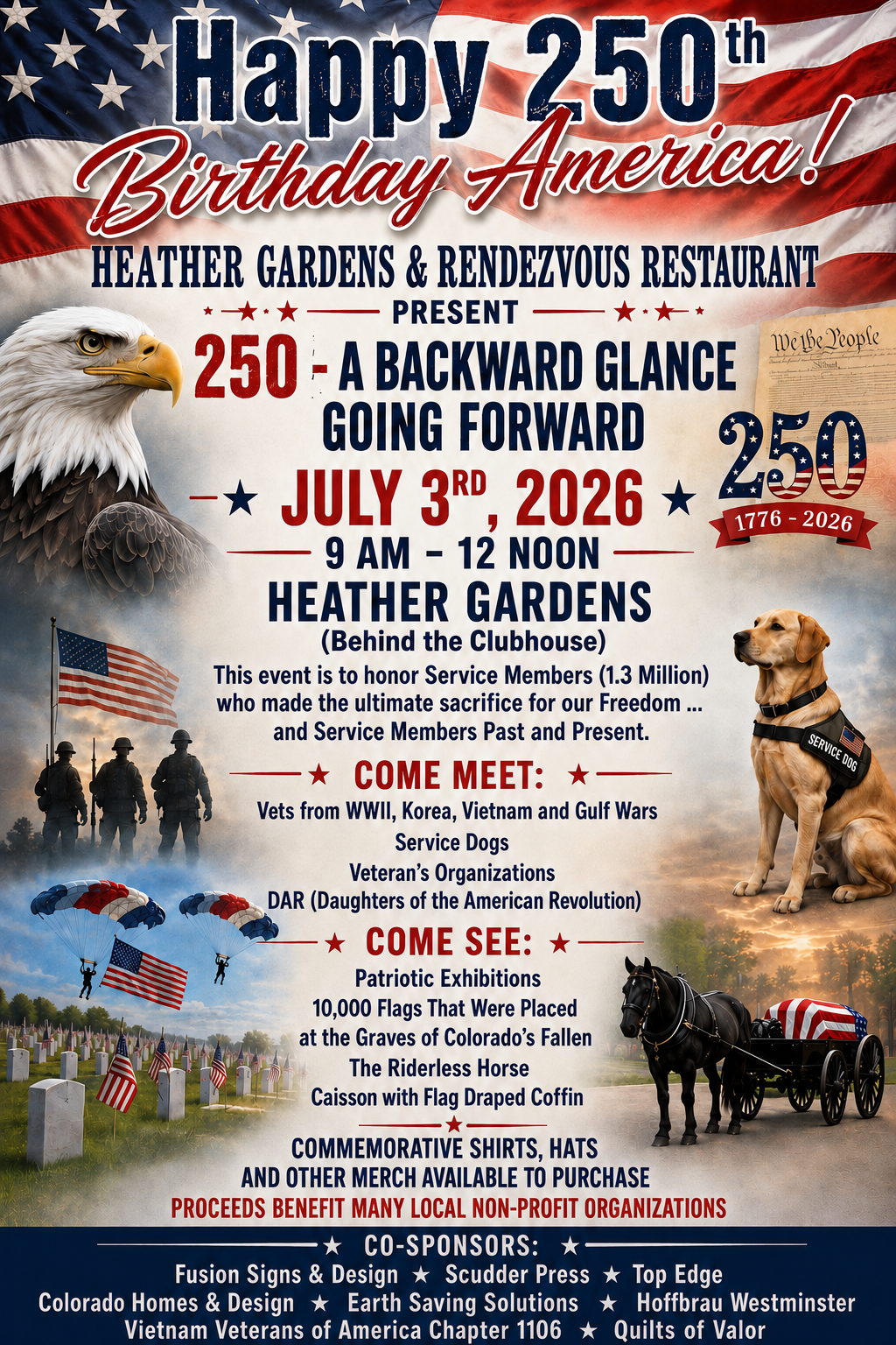 Happy 250th Birthday America celebration graphic