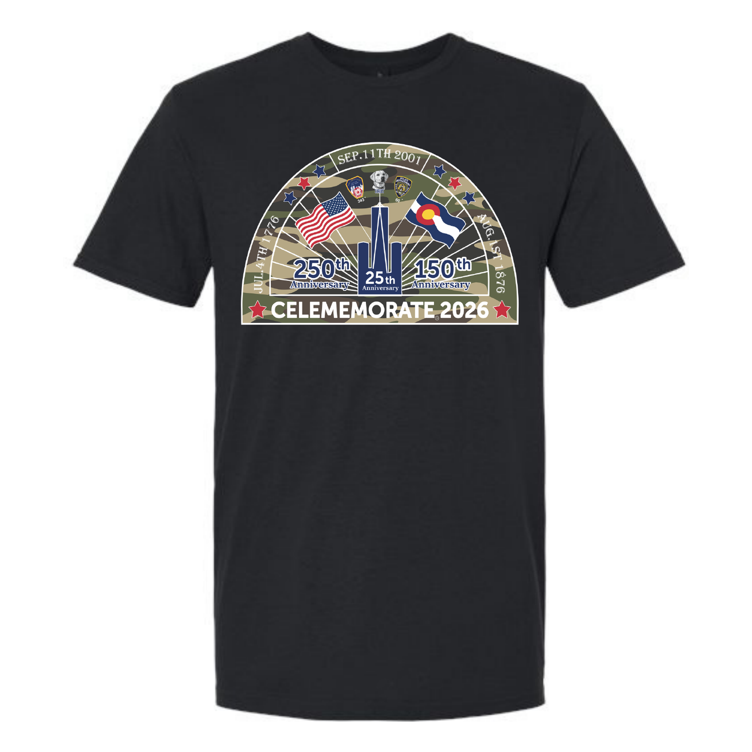 Celememorate 2026 T-shirt, black camo