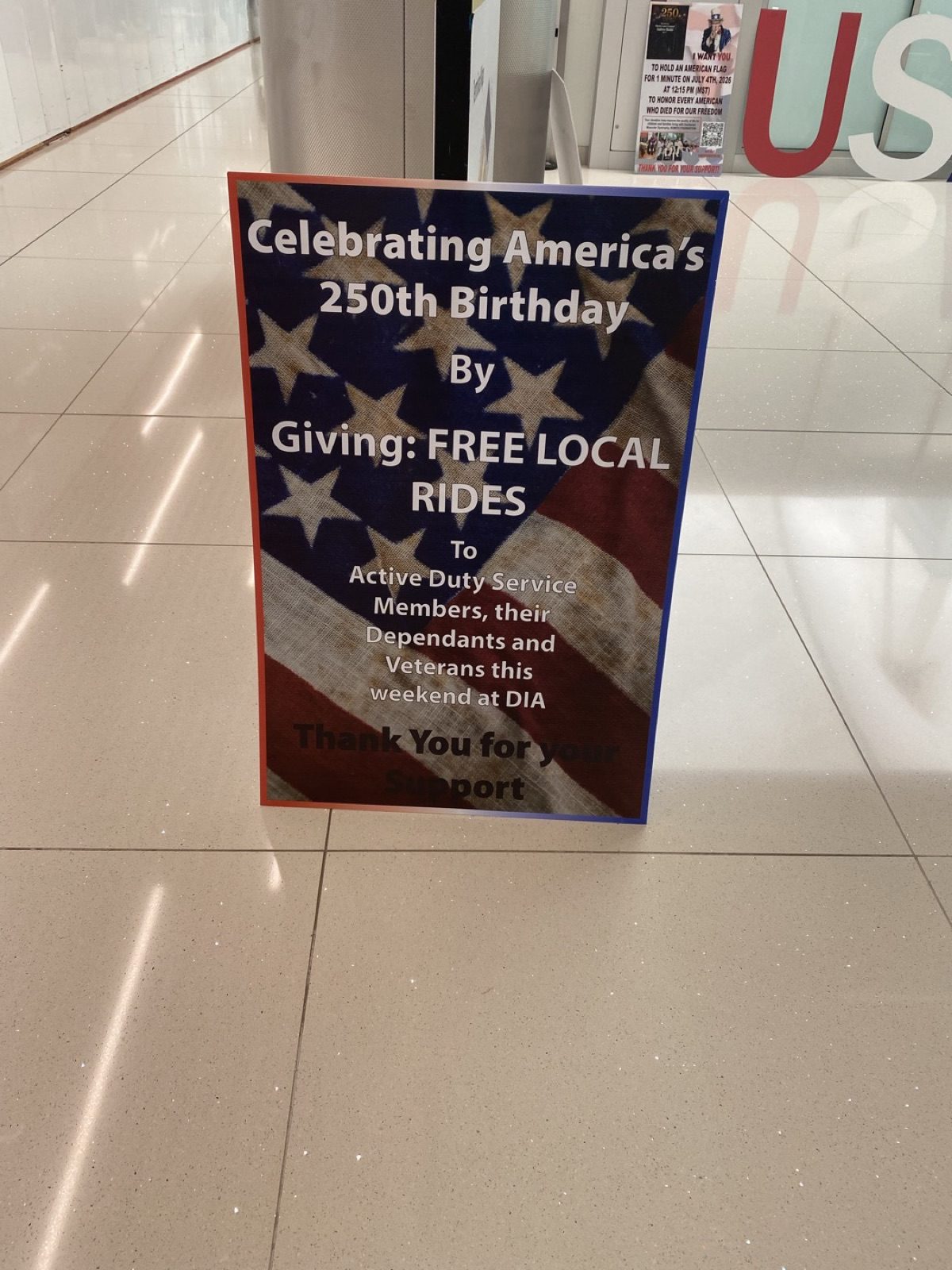 Free Local Rides poster at Denver International Airport