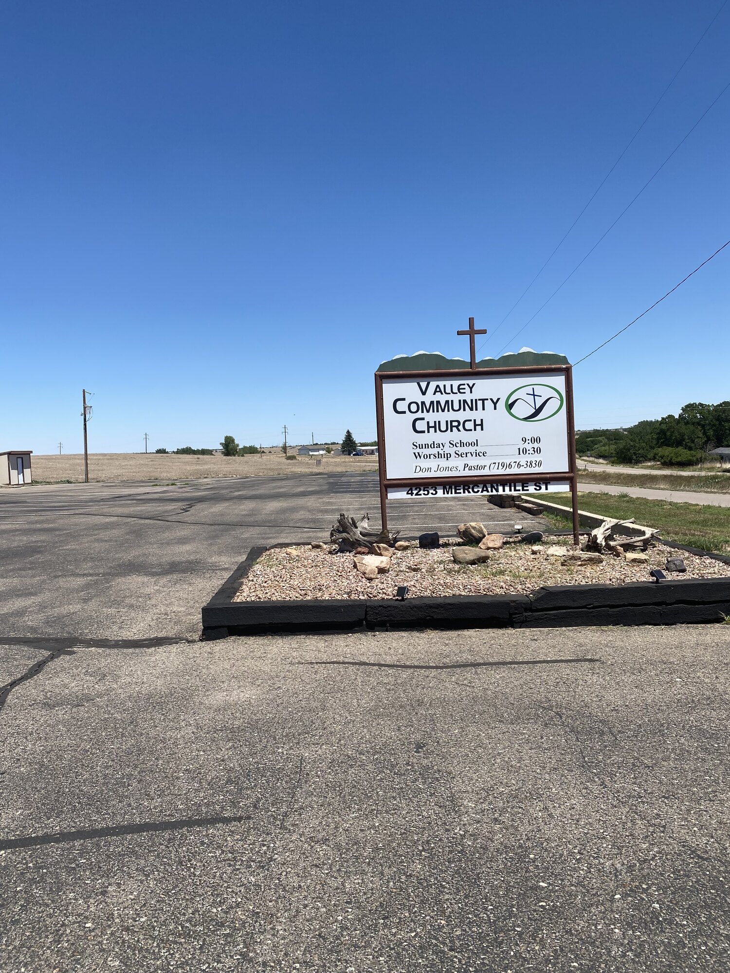 The Valley Community Church sign in Colorado City, the donation drop-off point