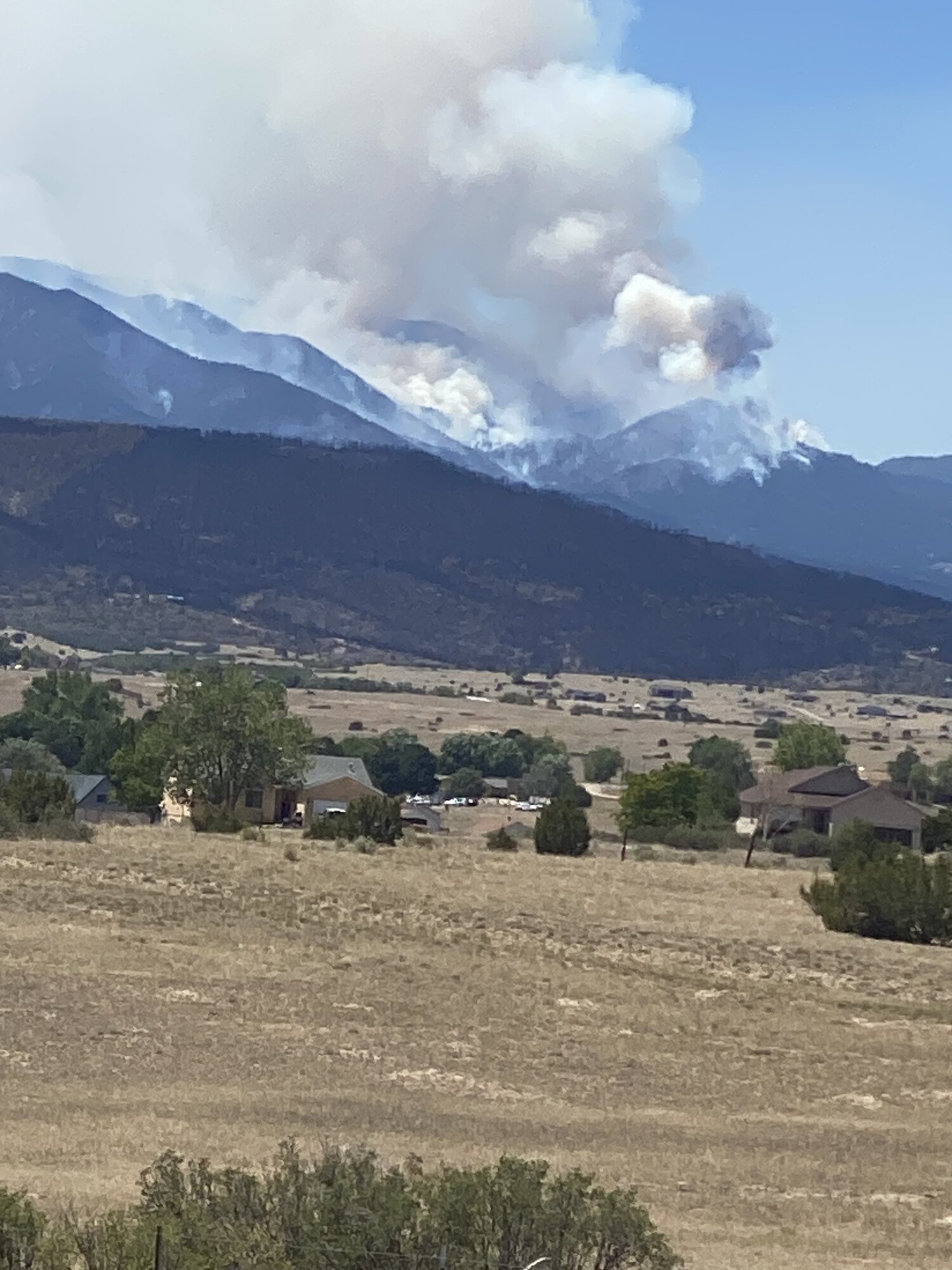 The Aspen Acres Fire smoke plume seen across the valley from Colorado City